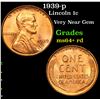Image 1 : 1939-p Lincoln Cent 1c Grades Choice+ Unc RD