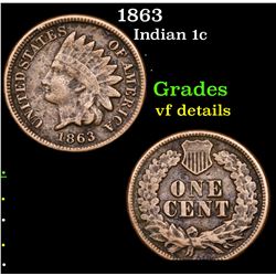 1863 Indian Cent 1c Grades vf details