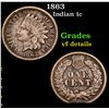 Image 1 : 1863 Indian Cent 1c Grades vf details