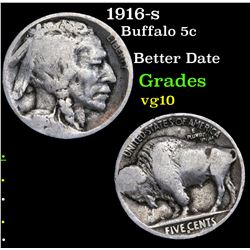 1916-s Buffalo Nickel 5c Grades vg+