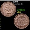 Image 1 : 1909 Indian Cent 1c Grades vf+