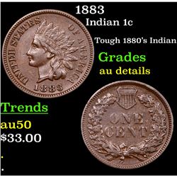 1883 Indian Cent 1c Grades AU Details