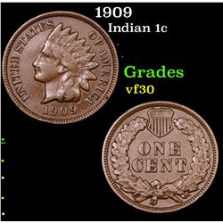 1909 Indian Cent 1c Grades vf++