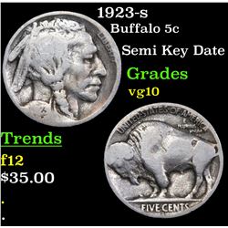 1923-s Buffalo Nickel 5c Grades vg+
