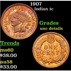 1907 Indian Cent 1c Grades Unc Details