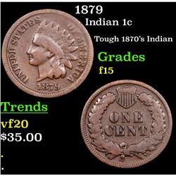 1879 Indian Cent 1c Grades f+