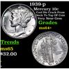 Image 1 : 1939-p Mercury Dime 10c Grades Choice+ Unc