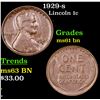 Image 1 : 1929-s Lincoln Cent 1c Grades Unc+ BN