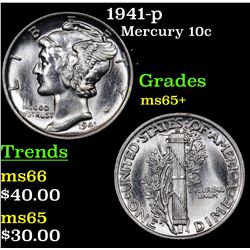 1941-p Mercury Dime 10c Grades GEM+ Unc