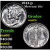 Image 1 : 1941-p Mercury Dime 10c Grades GEM+ Unc
