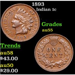 1893 Indian Cent 1c Grades Choice AU