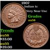 Image 1 : 1907 Indian Cent 1c Grades Choice AU/BU Slider