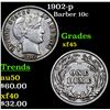 Image 1 : 1902-p Barber Dime 10c Grades xf+