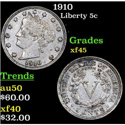 1910 Liberty Nickel 5c Grades xf+