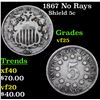 Image 1 : 1867 No Rays Shield Nickel 5c Grades vf+