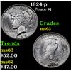 Image 1 : 1924-p Peace Dollar $1 Grades Select Unc