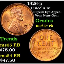 1926-p Lincoln Cent 1c Grades Choice+ Unc RB