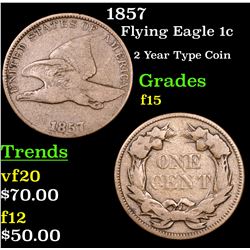 1857 Flying Eagle Cent 1c Grades f+