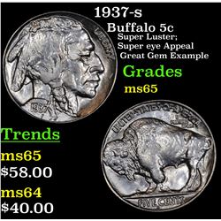 1937-s Buffalo Nickel 5c Grades GEM Unc