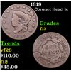 Image 1 : 1819 Coronet Head Large Cent 1c Grades f+