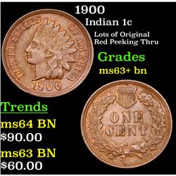 1900 Indian Cent 1c Grades Select+ Unc BN