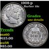 Image 1 : 1908-p Barber Dime 10c Grades Unc Details