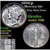 Image 1 : 1934-p Mercury Dime 10c Grades Choice Unc+ FSB