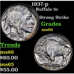 1937-p Buffalo Nickel 5c Grades GEM+ Unc