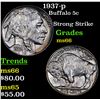 Image 1 : 1937-p Buffalo Nickel 5c Grades GEM+ Unc