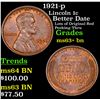 Image 1 : 1921-p Lincoln Cent 1c Grades Select+ Unc BN