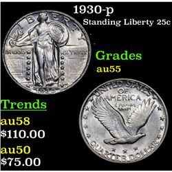 1930-p Standing Liberty Quarter 25c Grades Choice AU