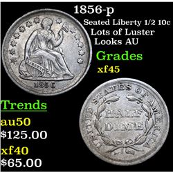 1856-p Seated Liberty Half Dime 1/2 10c Grades xf+