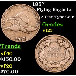 1857 Flying Eagle Cent 1c Grades vf+