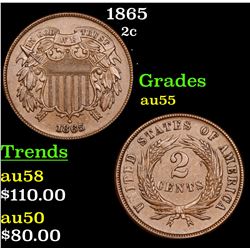 1865 Two Cent Piece 2c Grades Choice AU