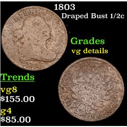 1803 Draped Bust Half Cent 1/2c Grades vg details