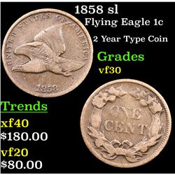 1858 sl Flying Eagle Cent 1c Grades vf++