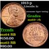 Image 1 : 1913-p Lincoln Cent 1c Grades Select+ Unc RB