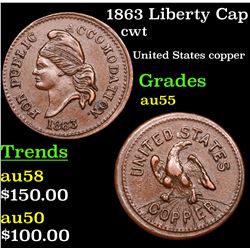 1863 Liberty Cap Civil War Token 1c Grades Choice AU