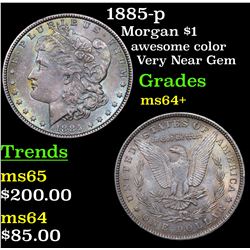 1885-p Morgan Dollar $1 Grades Choice+ Unc