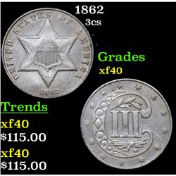 1862 Three Cent Silver 3cs Grades xf