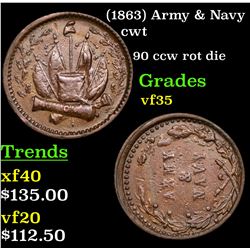 (1863) Army & Navy Civil War Token 1c Grades vf++