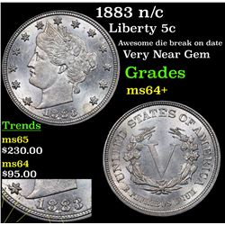 1883 n/c Liberty Nickel 5c Grades Choice+ Unc