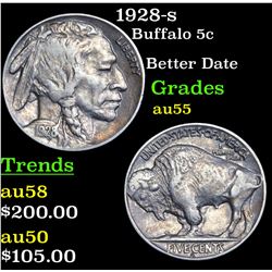 1928-s Buffalo Nickel 5c Grades Choice AU