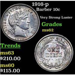 1916-p Barber Dime 10c Grades Select Unc