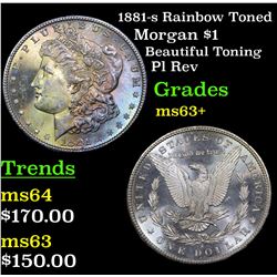 1881-s Rainbow Toned Morgan Dollar $1 Grades Select+ Unc