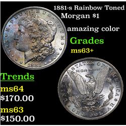 1881-s RAInbow Toned Morgan Dollar $1 Grades Select+ Unc