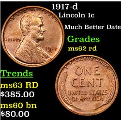 1917-d Lincoln Cent 1c Grades Select Unc RD