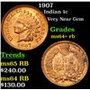 Image 1 : 1907 Indian Cent 1c Grades Choice+ Unc RB