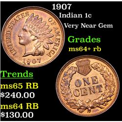 1907 Indian Cent 1c Grades Choice+ Unc RB