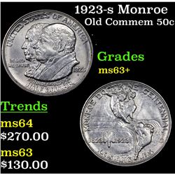 1923-s Monroe Old Commem Half Dollar 50c Grades Select+ Unc